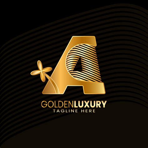 Letter A Luxury Decorative Alphabetic Golden Flower Luxury Logo Pro