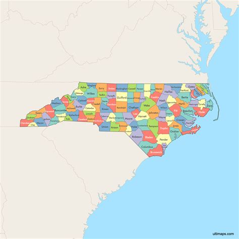 map of north carolina counties and cities 1