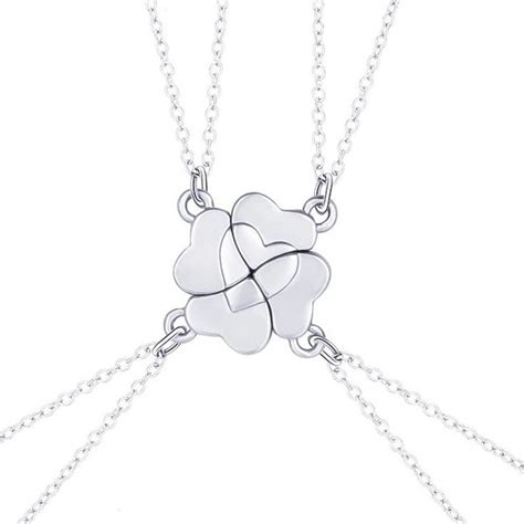 Doyyca Friendship Necklace Magnetic Matching Four Leaf Clover Best