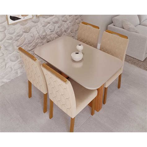 Conjunto Mesa Louise 1 30 4 Cadeiras Paola Wood Cinamomo Off Mad Nude Cimol Mesa Louise 130