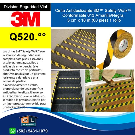 Cinta Antideslizante 3M Safety Walk Conformable 613 Amarilla Negra 5