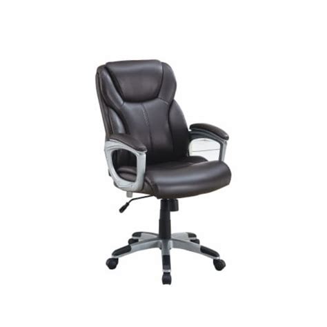 Adjustable Height Office Chair with PU Leather, Brown, 1 Unit - Fry’s ...