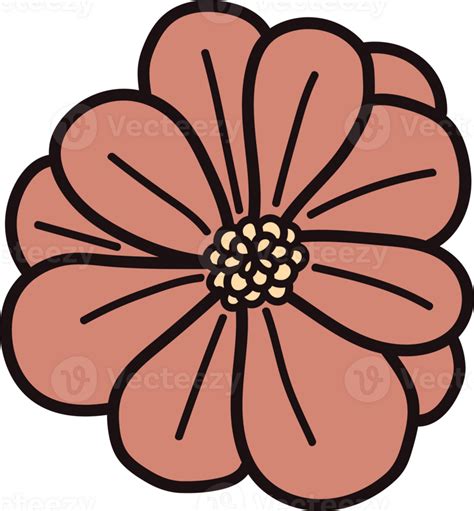 Hand Drawn Flowers With Twigs In Doodle Style 24207422 Png