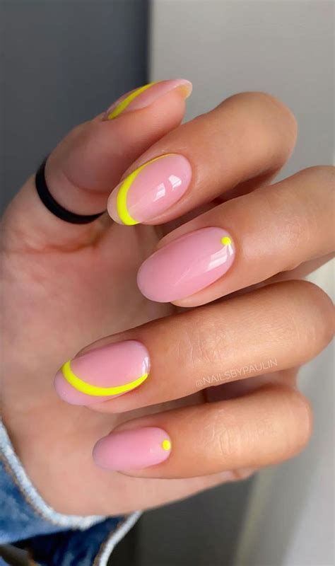 50 Pretty Summer Nails In 2022 For Every Taste Yellow Swirl Natural Nails