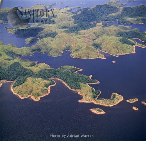 Guri Reservoir, the largest reservoir in Venezuela, created by the Guri ...