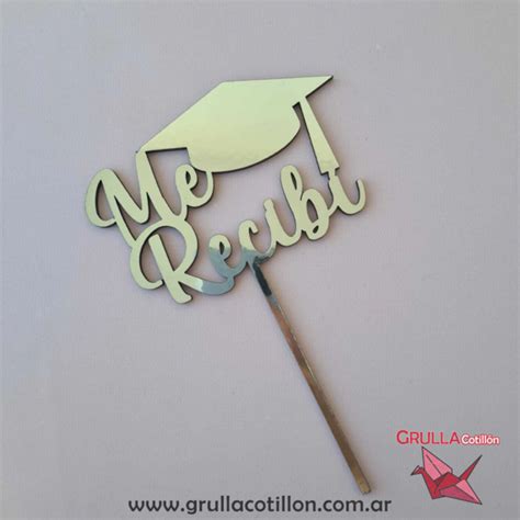 Cake Topper Me Recibi Metalizado Grulla Cotill N