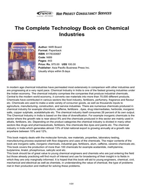 The Complete Technology Book On Chemical Industries