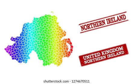 Spectrum Dotted Map Northern Ireland Red Stock Vector Royalty Free