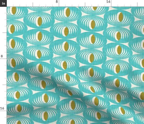 Oculus Mid Century Modern Geometric Aqua Fabric Spoonflower