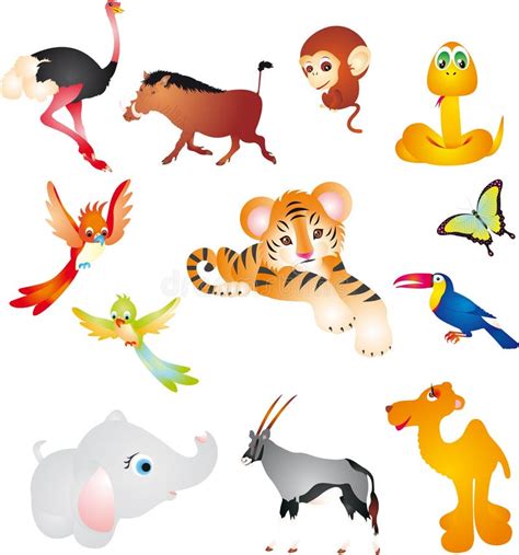 African Animals Collection 2 Stock Vector Illustration Of Elements