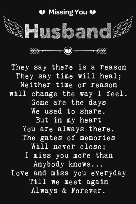 Missing You Husband Grief Quote Journal Grieving The Loss