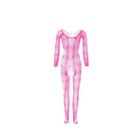 Lolmot Womens Sexy Fishnet Bodysuit Lingerie Long Sleeve Bodysuit Crotchless Mesh Bodystockings