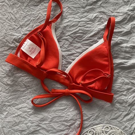Orange White Triangle Bikini Top Depop