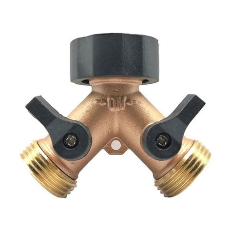 Solid Brass Body Backyard 2 Way Y Valve Garden Hose Connector Splitter