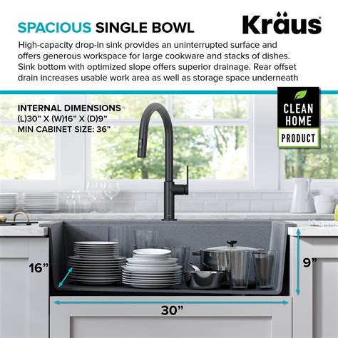 KRAUS Bellucci Workstation 33 Inch Granite Composite Single Bowl Drop