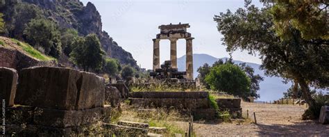 Delphi Greece. Delfi Archaeological Site, Ancient Greek ruins Stock ...