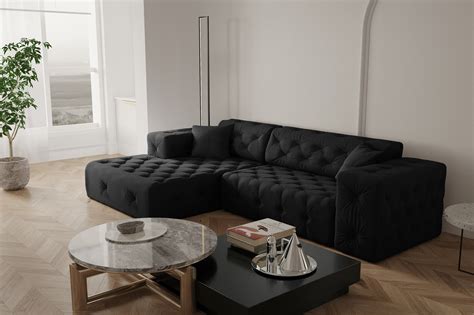 Ecksofa Designersofa Chantal In Stoff Opera Velvet Schwarz Ottomane