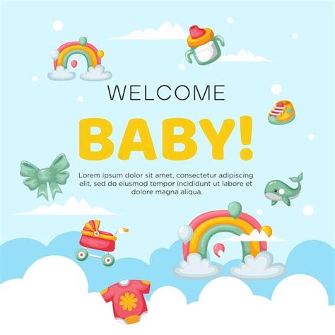 Premium Vector | Template hand drawn baby announcement background design