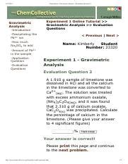 Experiment 1 Gravimetric Analysis Evaluation Question 2 Pdf 9 17