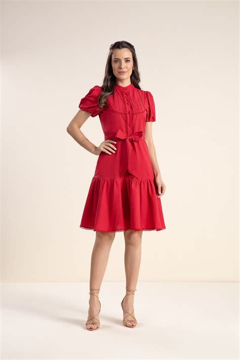 VESTIDO TRICOLINE VERMELHO 100CM