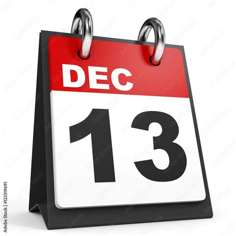 December 13 Calendar On White Background Stock Illustration Adobe Stock