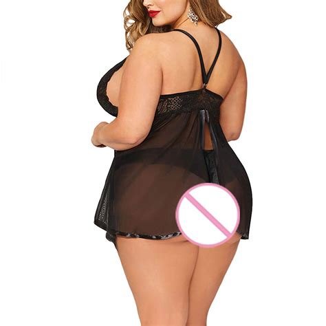 Mulheres Plus Size Sexy Lingerie Transparente E Sensual Rendas Bordados