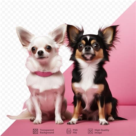 Dos Perros Se Sientan Sobre Un Fondo Rosa Con Las Palabras Chihuahua