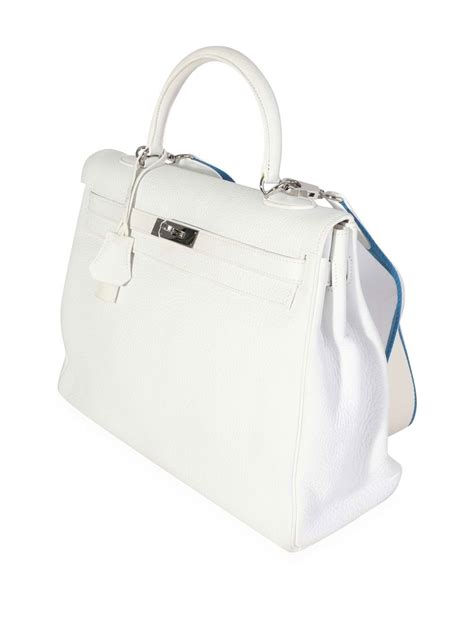 Pre owned Hermes Kelly Retourné 35 Two way Bag In White ModeSens