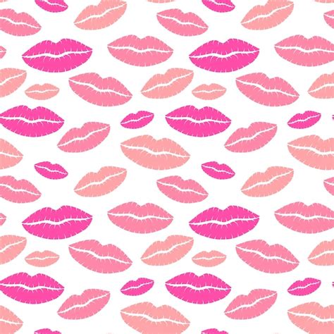 Premium Vector Seamless Background Pink Lips Kisses Prints Valentine