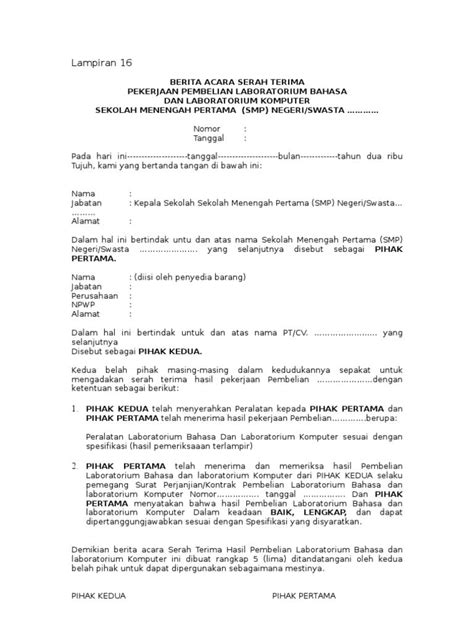 Tampilan Contoh Berita Acara Serah Terima Tpk Ke Kepala Desa Harus Kamu