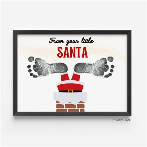 Christmas Footprint Santa Art Craft, Printable Christmas Handprint ...