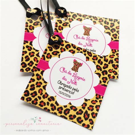 Tag Lembrancinha Ch De Lingerie Oncinha Cetim Cm Elo