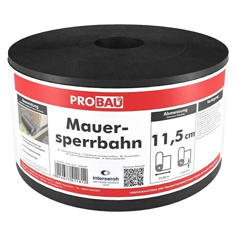 PROBAU Mauersperrbahn L X B X H 25 M X 11 5 Cm X 1 2 Mm PVC