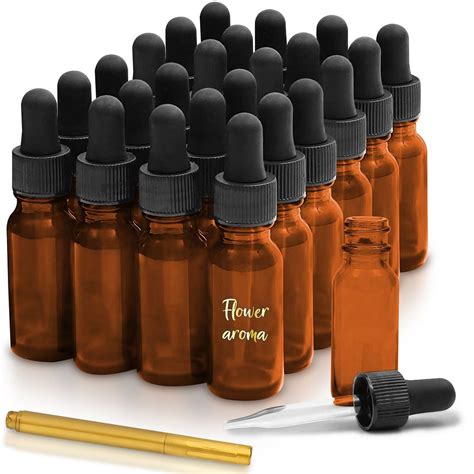 Culinaire 24 Pack Of 1 Oz Amber Empty Glass Dropper Bottles With Gold