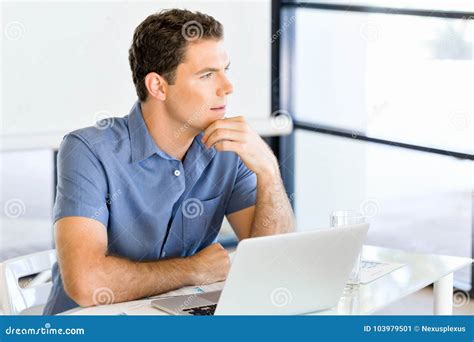 Pensive Businessman At Office Stock Image Image Of Sitting Modern 103979501