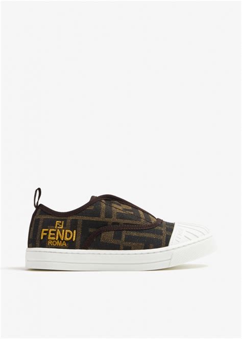 Fendi Tobacco jacquard sneakers for Kids Unisex - Printed in KSA ...