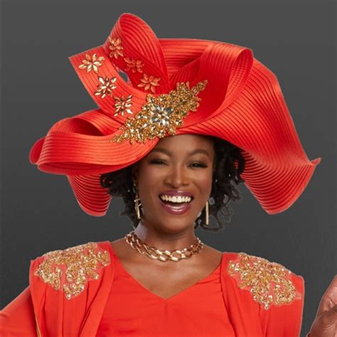 Elegance Fashions Donna Vinci Couture 5816h Orange Gold Hat