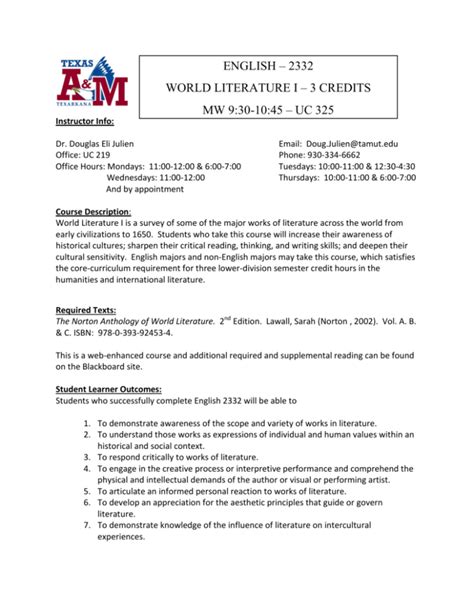 Syllabus Texas A M University