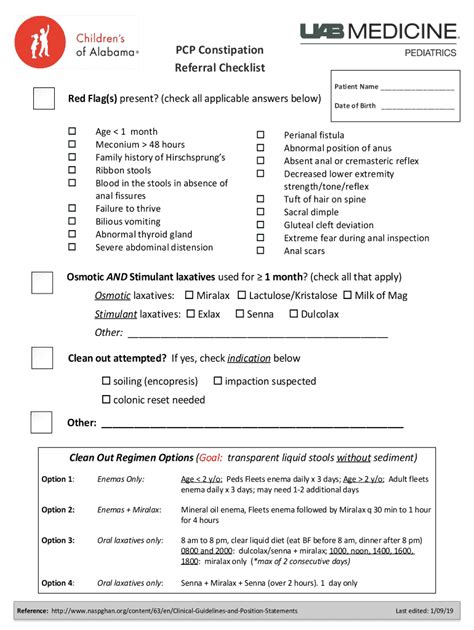 Fillable Online PCP Constipation Referral Checklist Fax Email Print