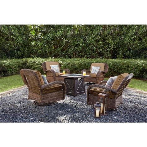 Hampton Bay Beacon Park Brown Wicker Outdoor Patio Swivel Lounge Chair