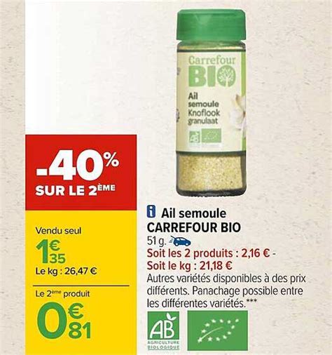 Promo Ail Semoule Carrefour Bio Sur Le Me Chez Carrefour