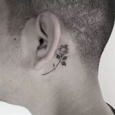 Back Ear Tattoo Rose Tattoo Behind Ear Rose Neck Tattoo Neck Tattoo