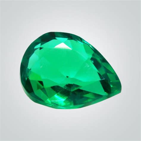 Lab Created Hydrothermal Colombian Emerald Pear Cubic Zirconia Cz