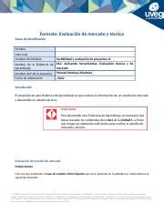 EA2 docx Formato Evaluación de mercado y técnica Datos de