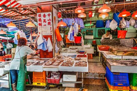 Hong Kong Historic Landmark Graham Street Wet Market Editorial Stock