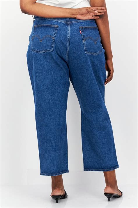 Buy Levi S Women Plus Size Wide Leg Solid Denim Jeans Blue Online Brands For Less