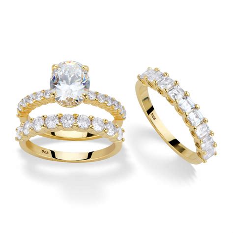 Oval Cut And Princess Cut Cubic Zirconia 2 Piece Bridal Ring Set 5 07