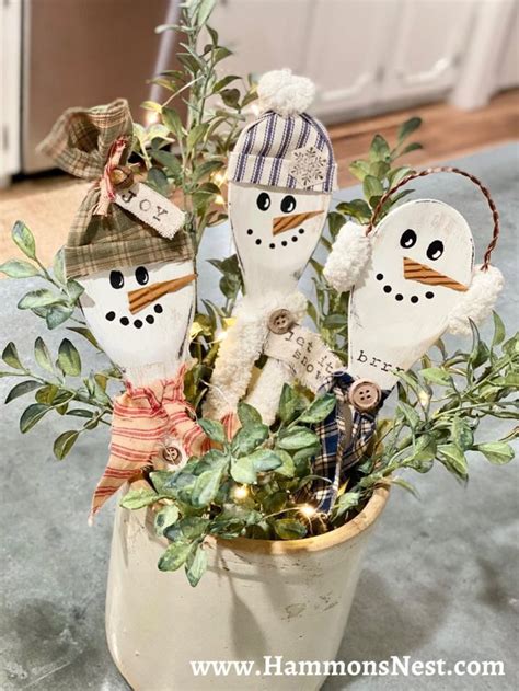 Diy Snowman Spoons Decor Hammons Nest Christmas Crafts Snowman