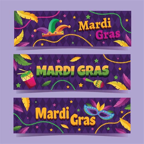 Mardi Gras Carnival Banner Set 4981330 Vector Art at Vecteezy