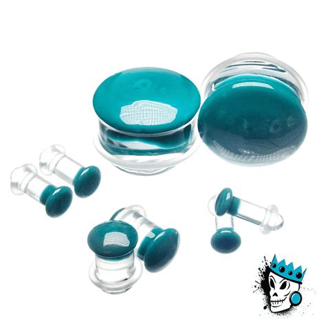 Gorilla Glass Aqua Color Front Single Flare Plugs 12 Gauge 1 Inch King S Body Jewelry